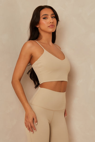 FC ACTIVE CROP TOP | ALMOND