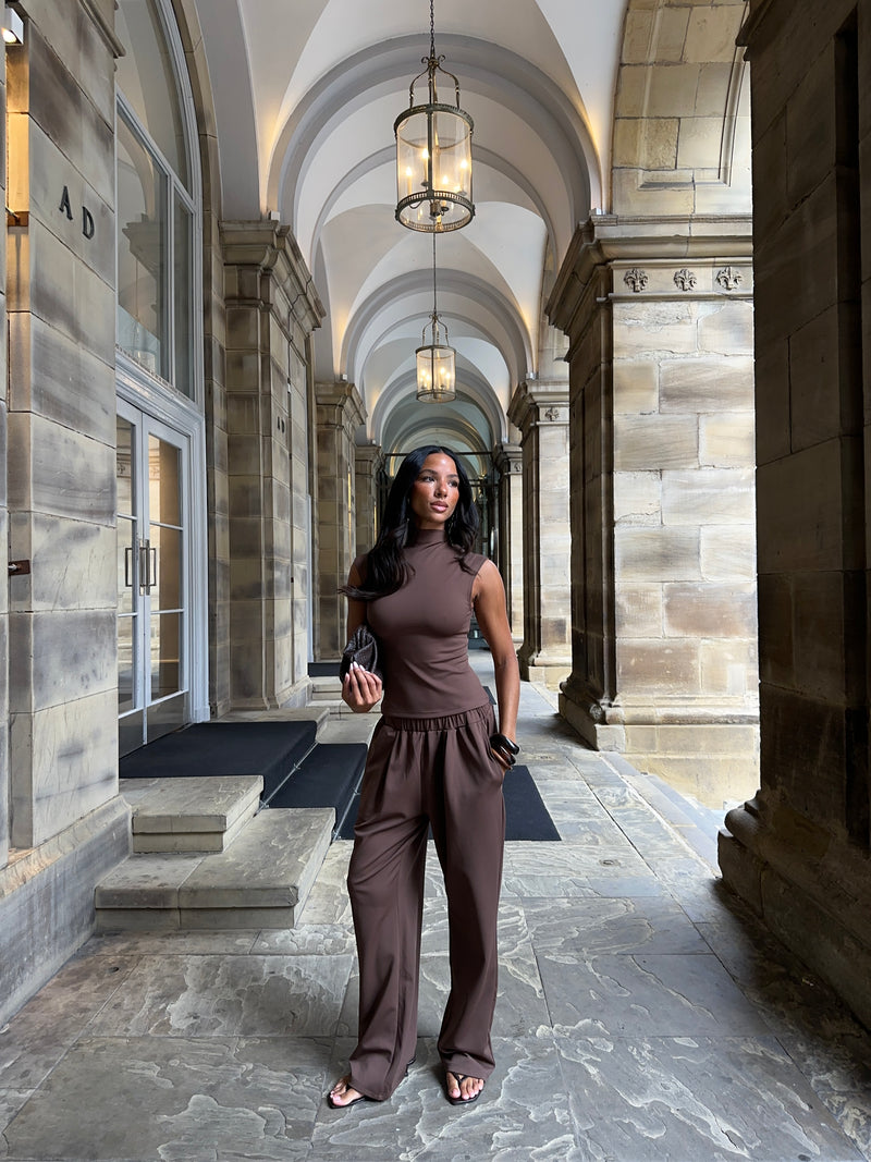 ALEX STRAIGHT LEG TROUSERS | CHOCOLATE