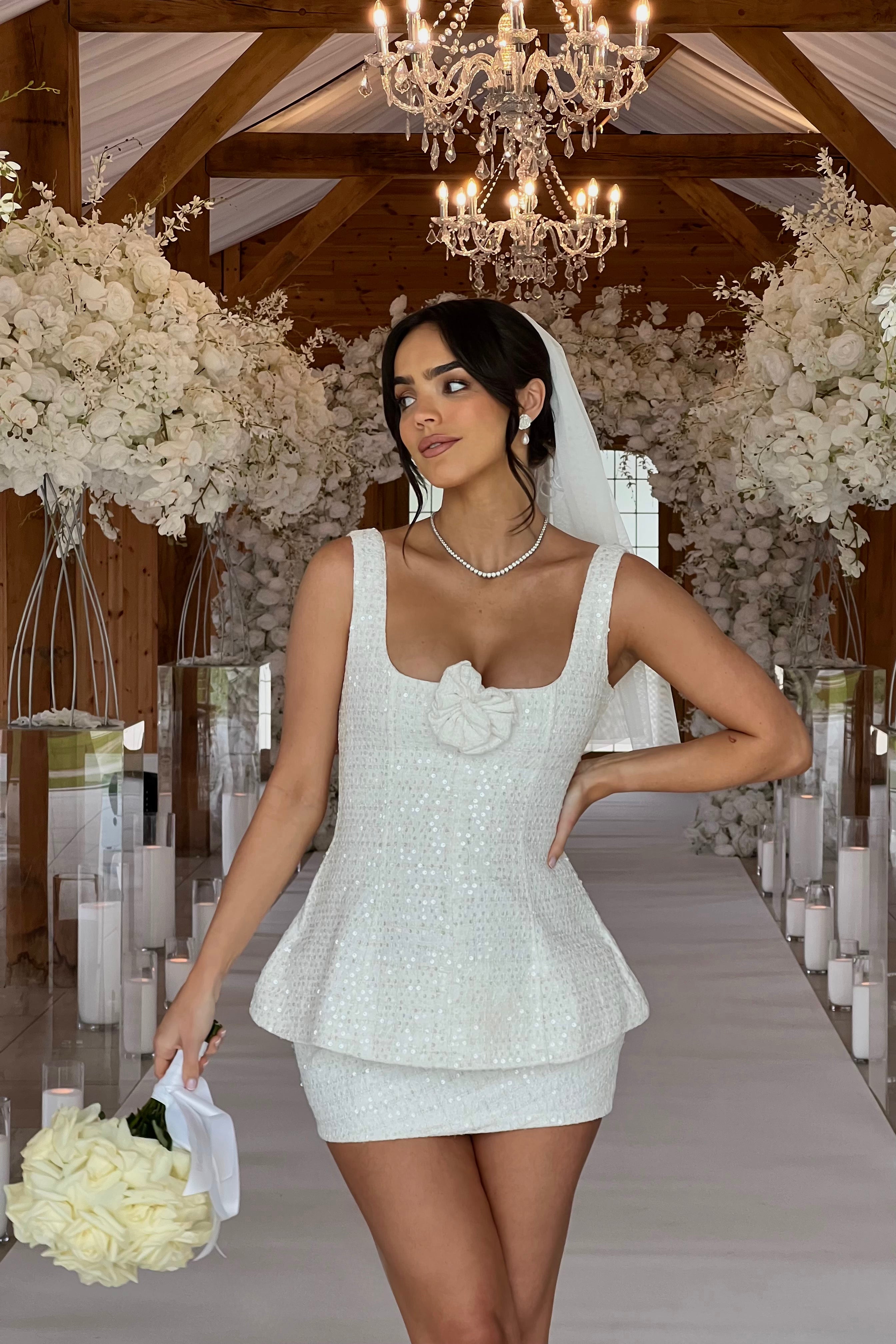 SOFIA MINI DRESS | WHITE GLOSS