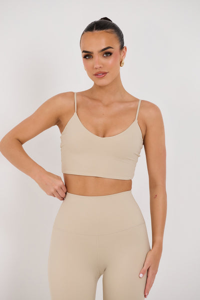 FC ACTIVE CROP TOP | ALMOND