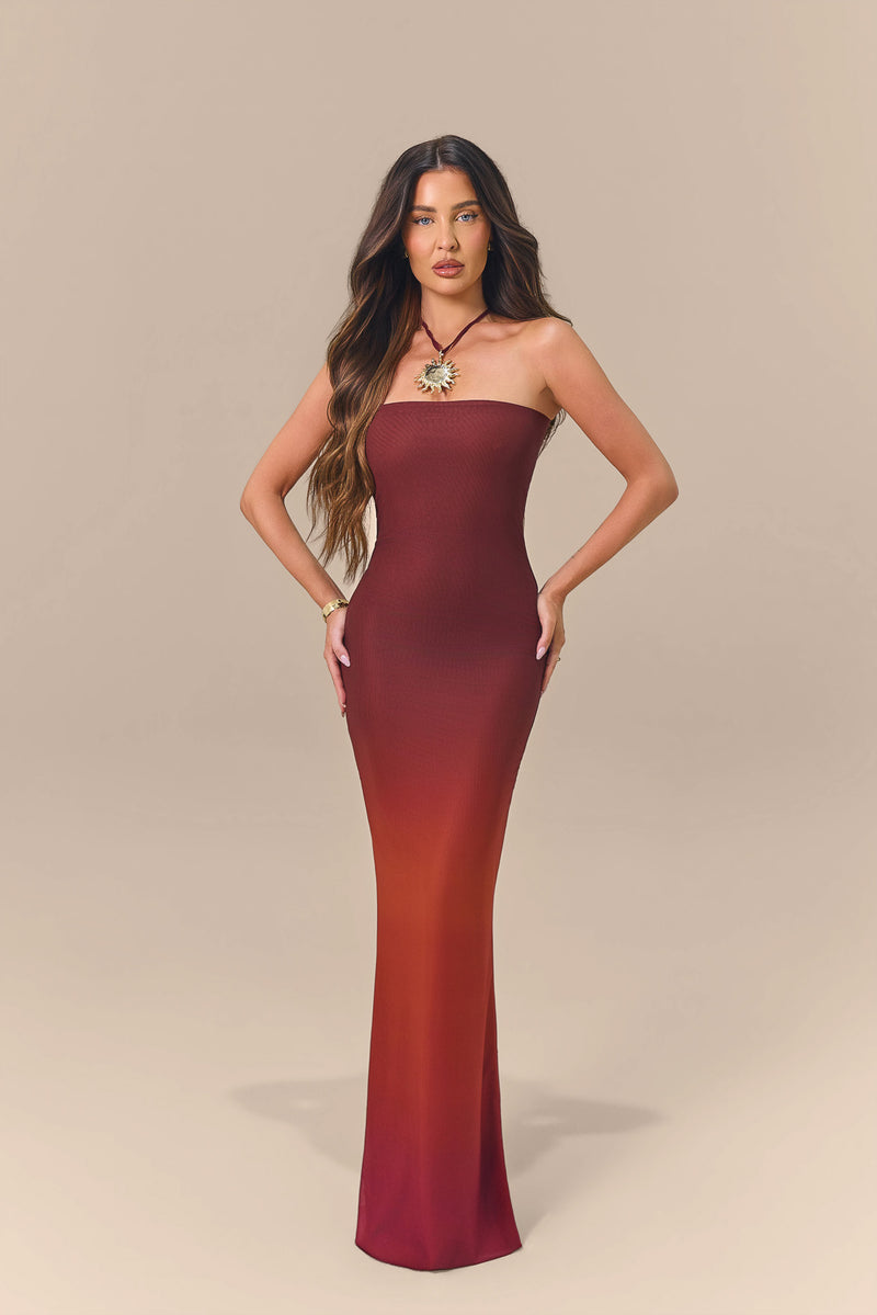 BONITA BANDEAU DRESS | BROWN OMBRE