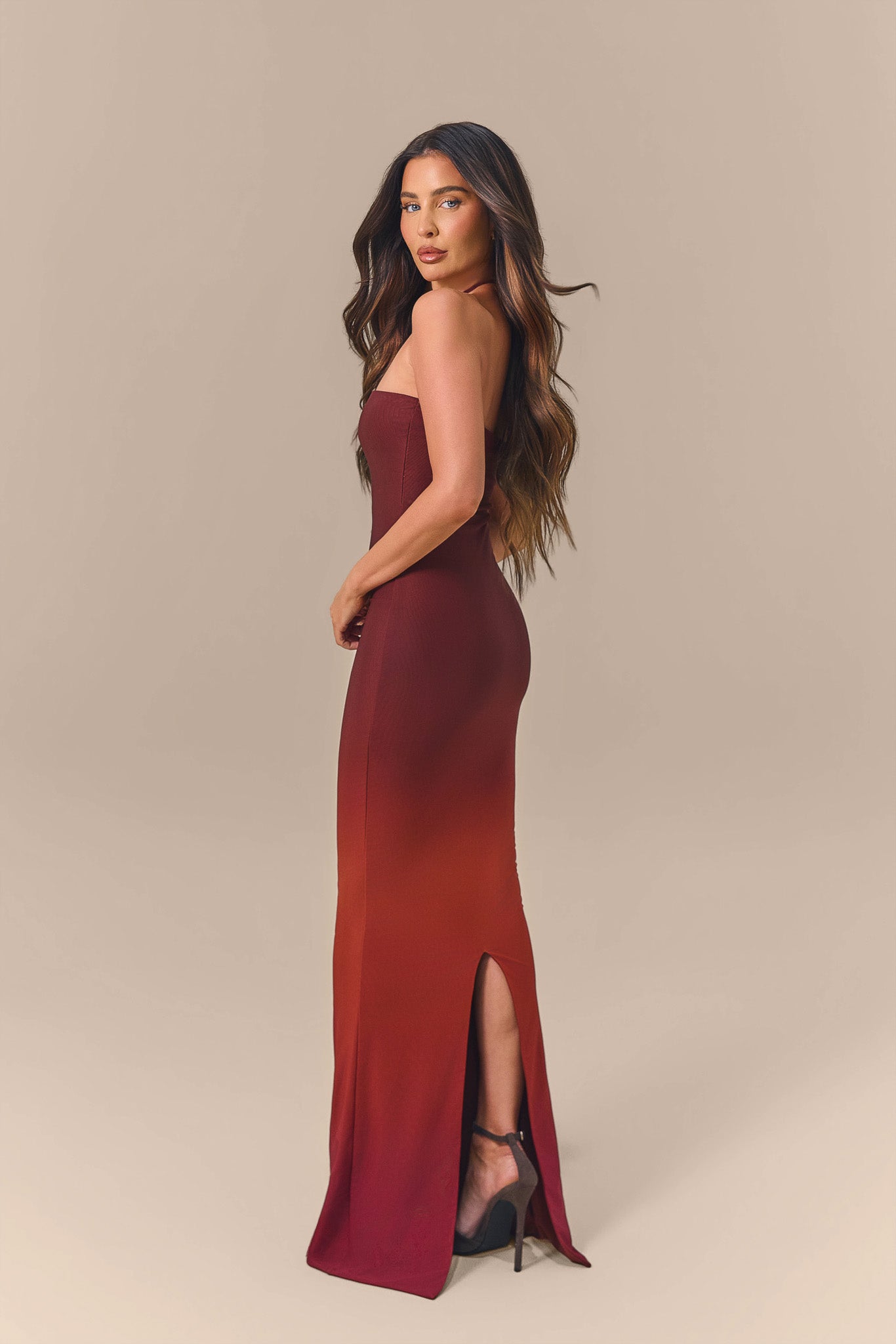BONITA BANDEAU DRESS | BROWN OMBRE