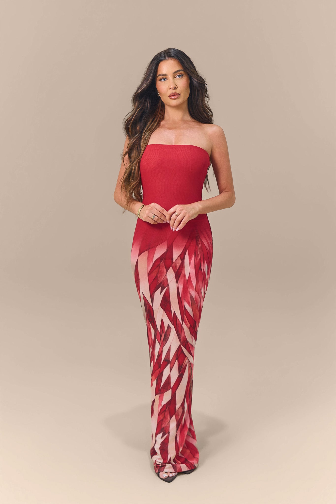 BONITA BANDEAU DRESS | FLAMING FEATHER