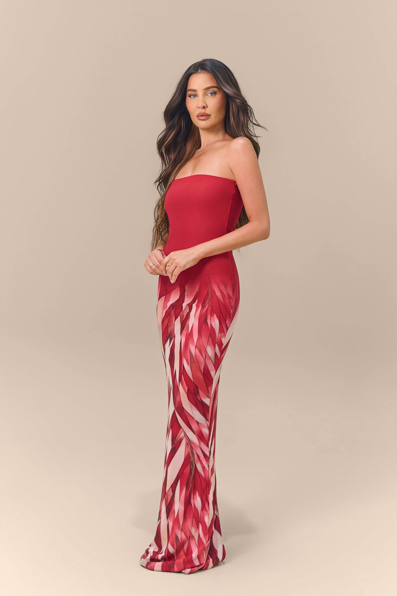 BONITA BANDEAU DRESS | FLAMING FEATHER