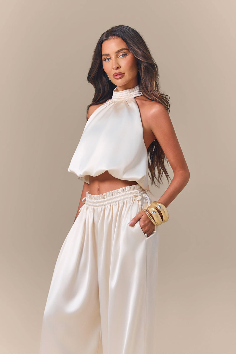 SUMMA SATIN BALLOON DRAPE TROUSERS | CREAM