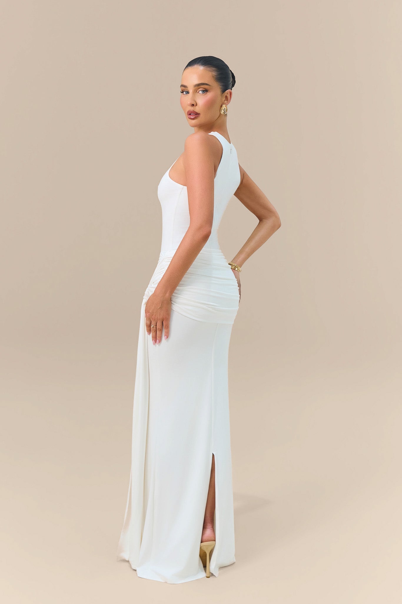 BELLA HIGH WAISTED MAXI SKIRT WITH WRAP SASH | WHITE