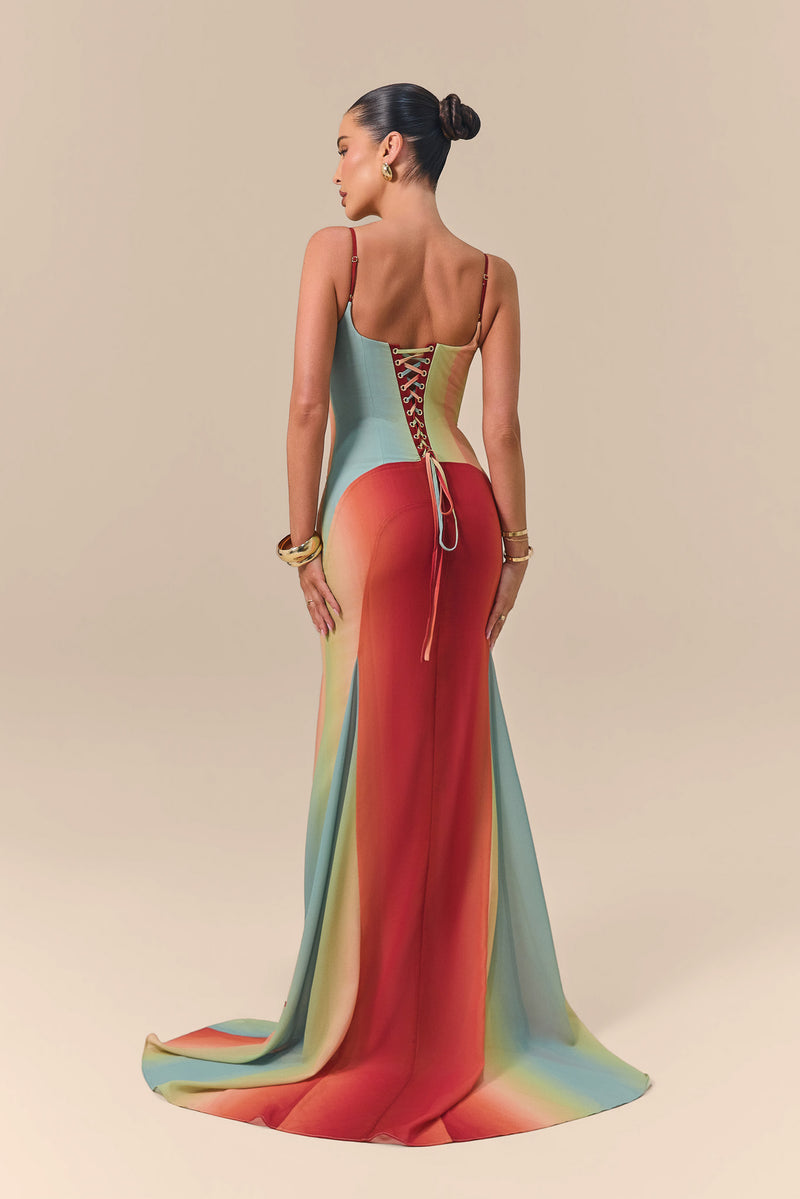 RAYNE PANELLED MAXI DRESS | RAINBOW OMBRE