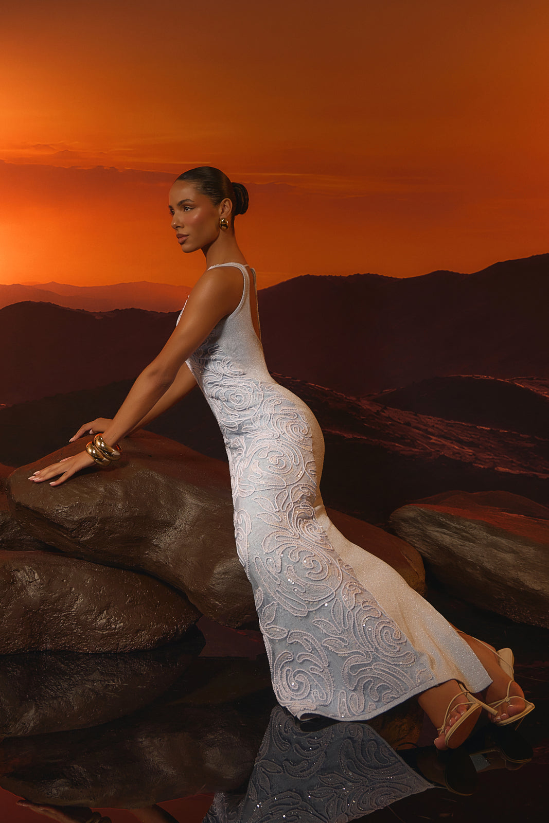 CALLA KNITTED MAXI DRESS WITH SEQUIN DETAIL | BABY BLUE