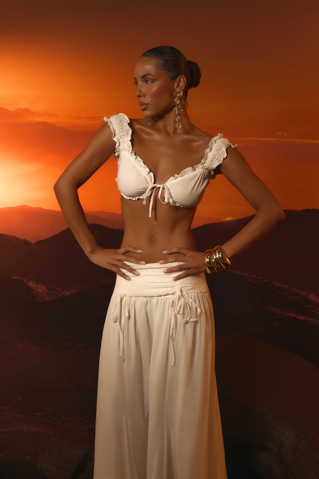 EMMY MAXI SKIRT WITH BRODERIE DETAIL | WHITE