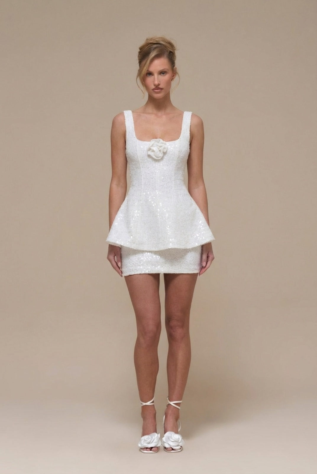 SOFIA MINI DRESS | WHITE GLOSS