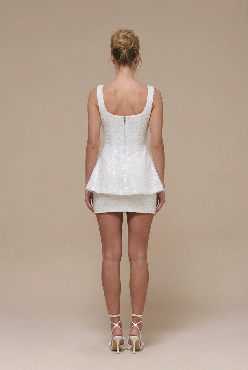 SOFIA MINI DRESS | WHITE GLOSS