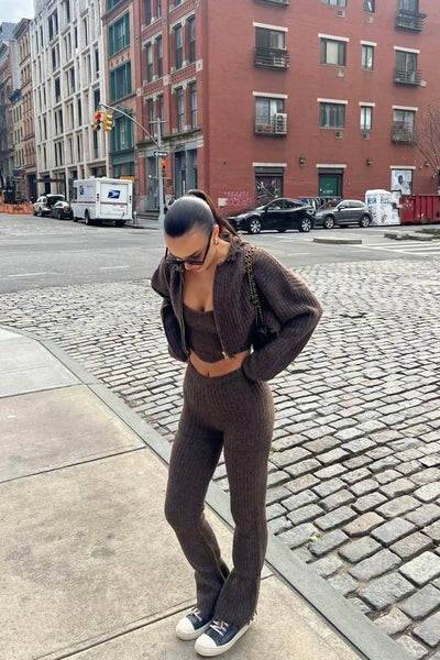 FC ROMI KNIT TROUSERS | CHOCOLATE