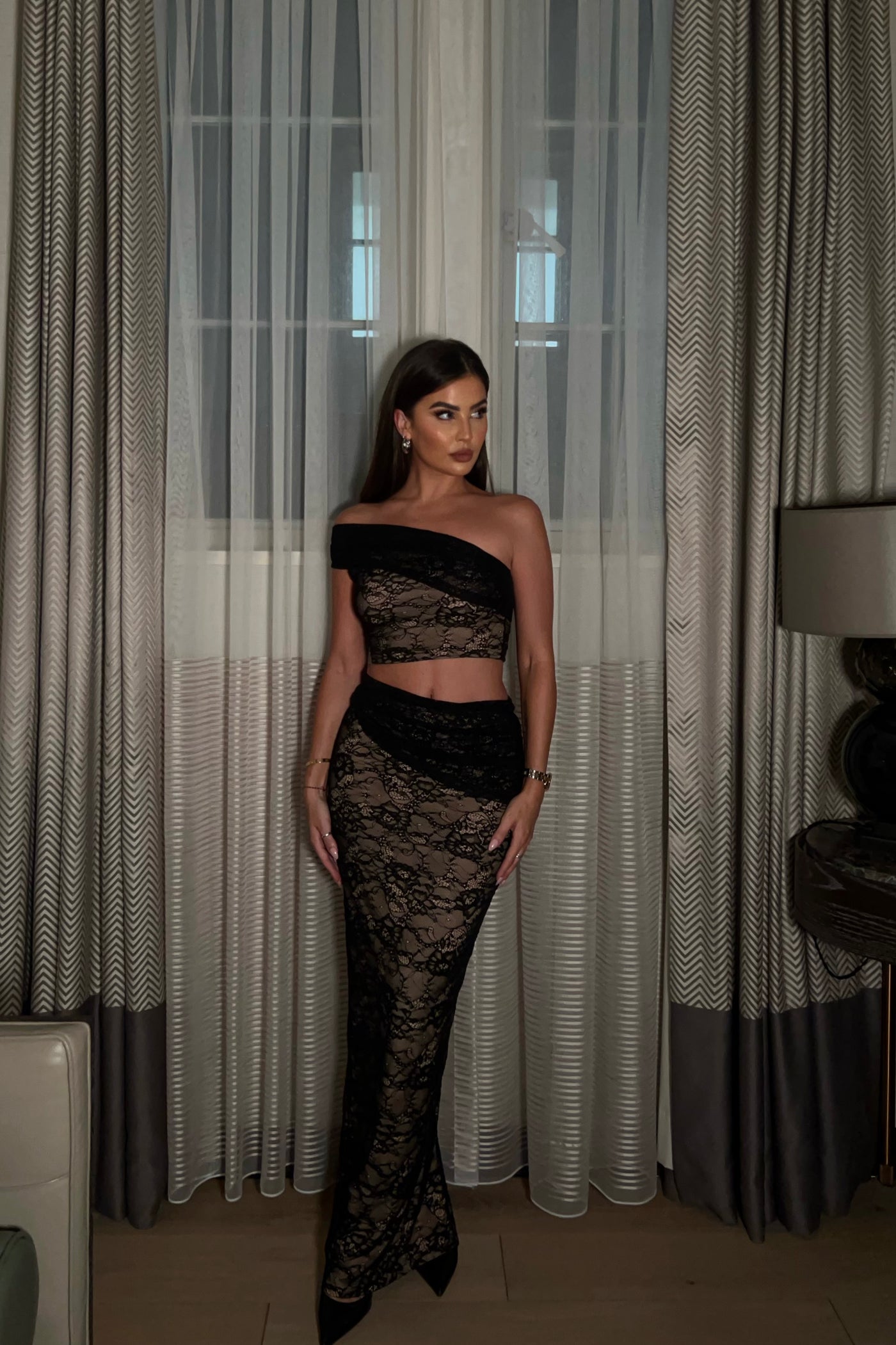 ANASTASIA LACE CO-ORD | BLACK