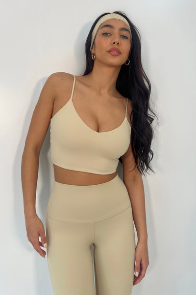 FC ACTIVE CROP TOP | ALMOND
