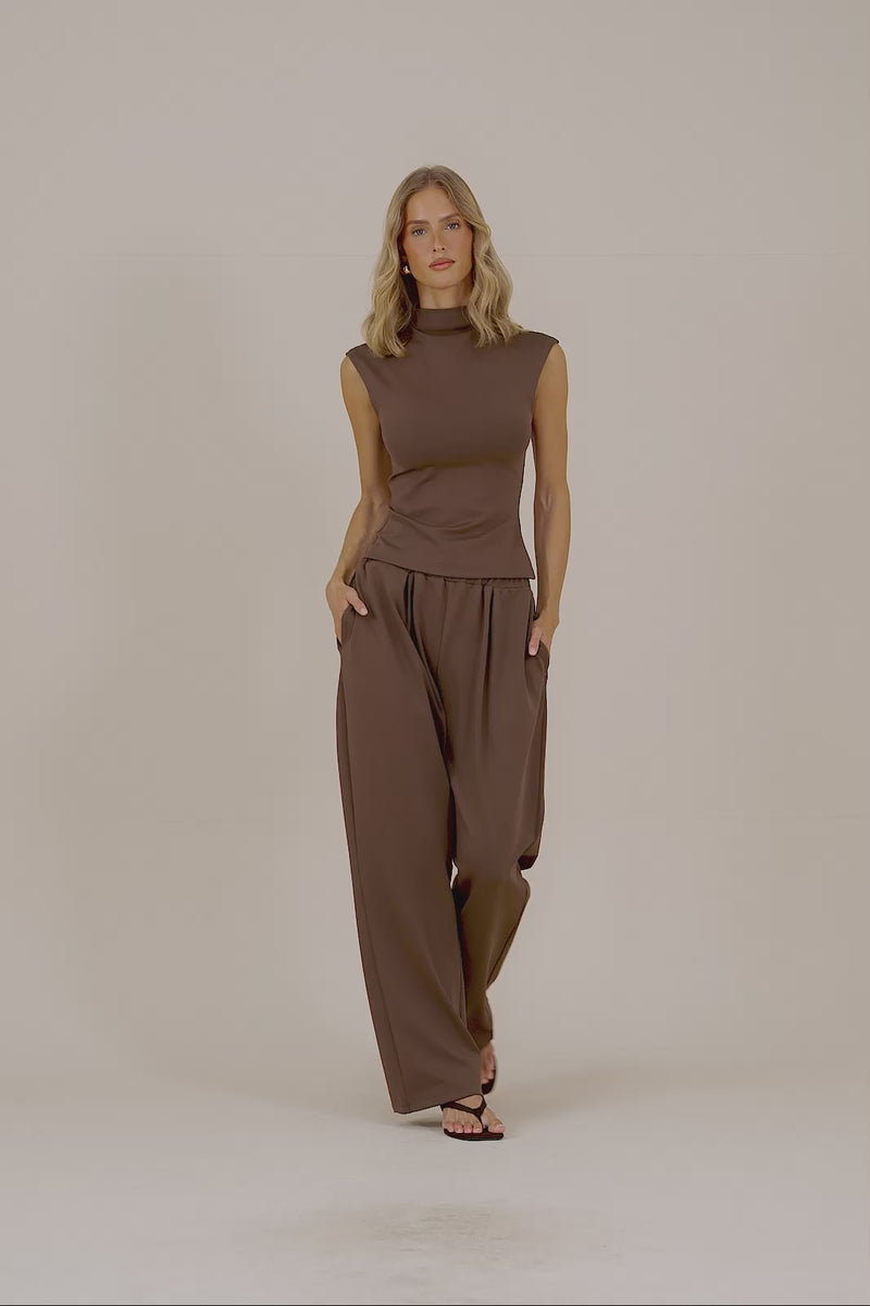 ALEX STRAIGHT LEG TROUSERS | CHOCOLATE