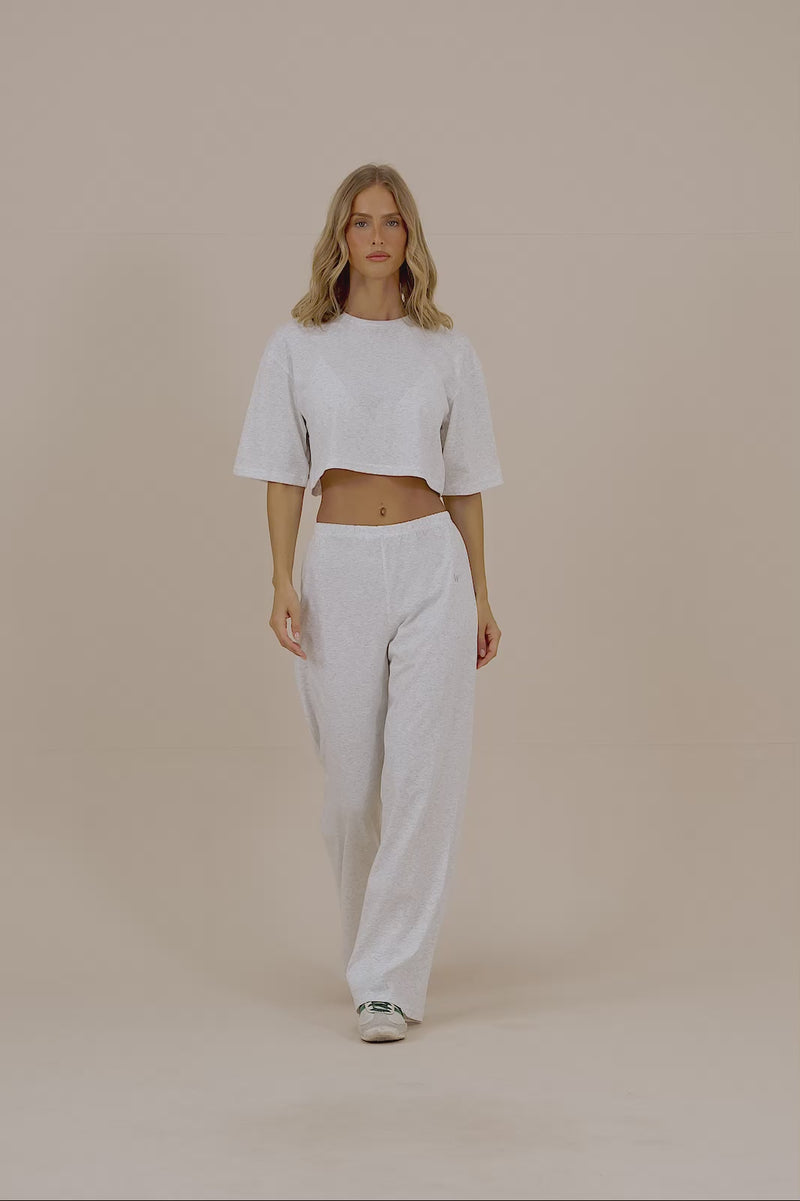 CASEY STRAIGHT LEG SLUB TROUSERS | MARL GREY