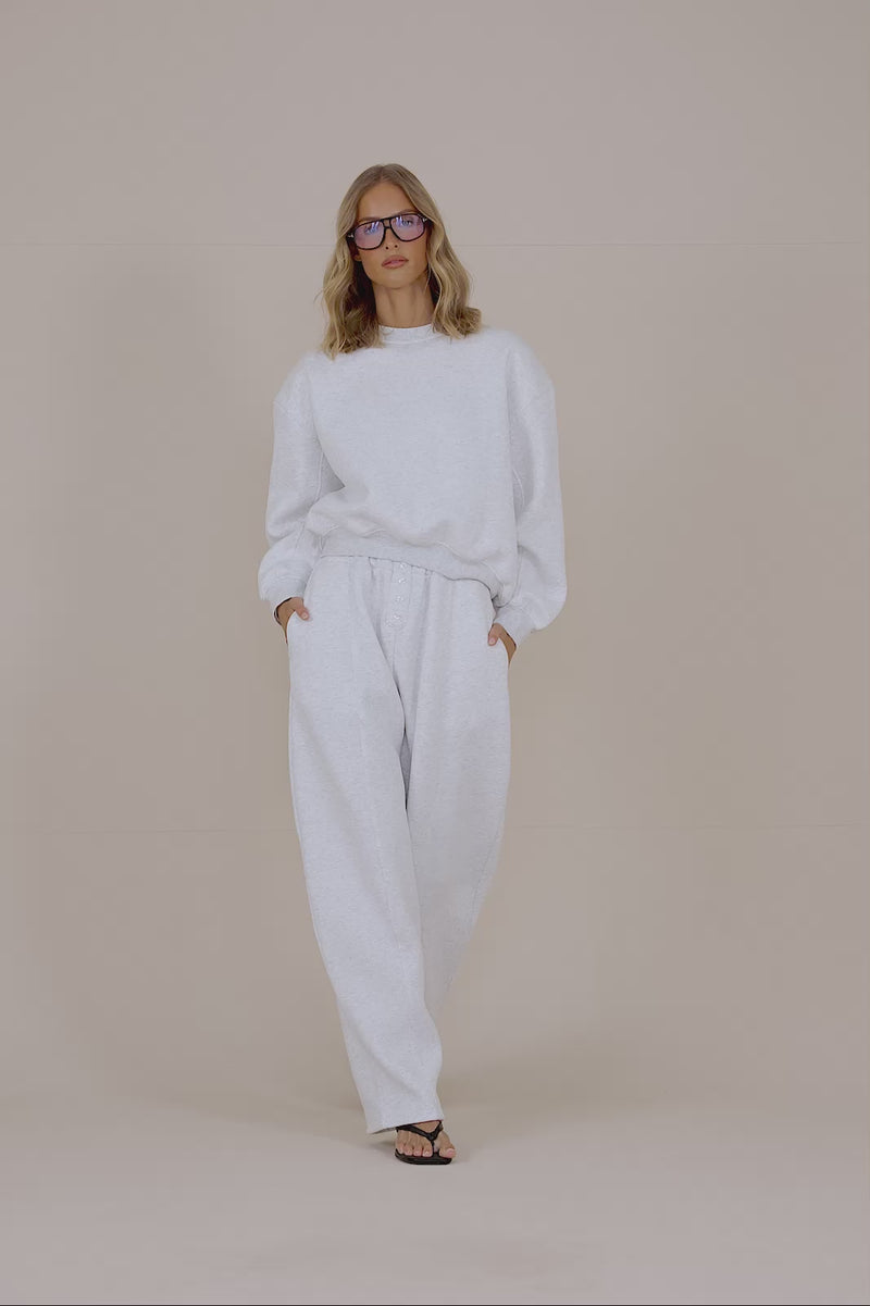LANE BOXY SWEATSHIRT WITH DETACHABLE SHOULDER PADS | GREY