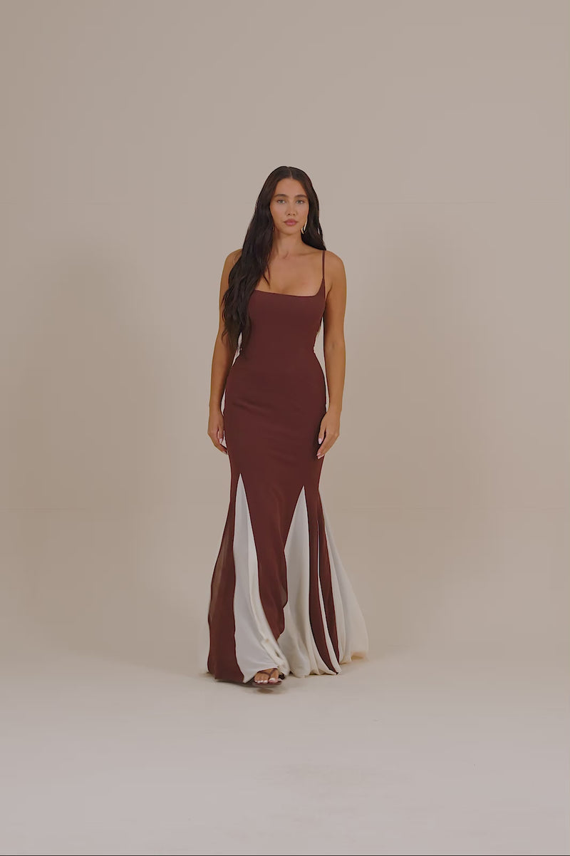 RAYNE PANELLED MAXI DRESS | CHOCOLATE AND CREAM