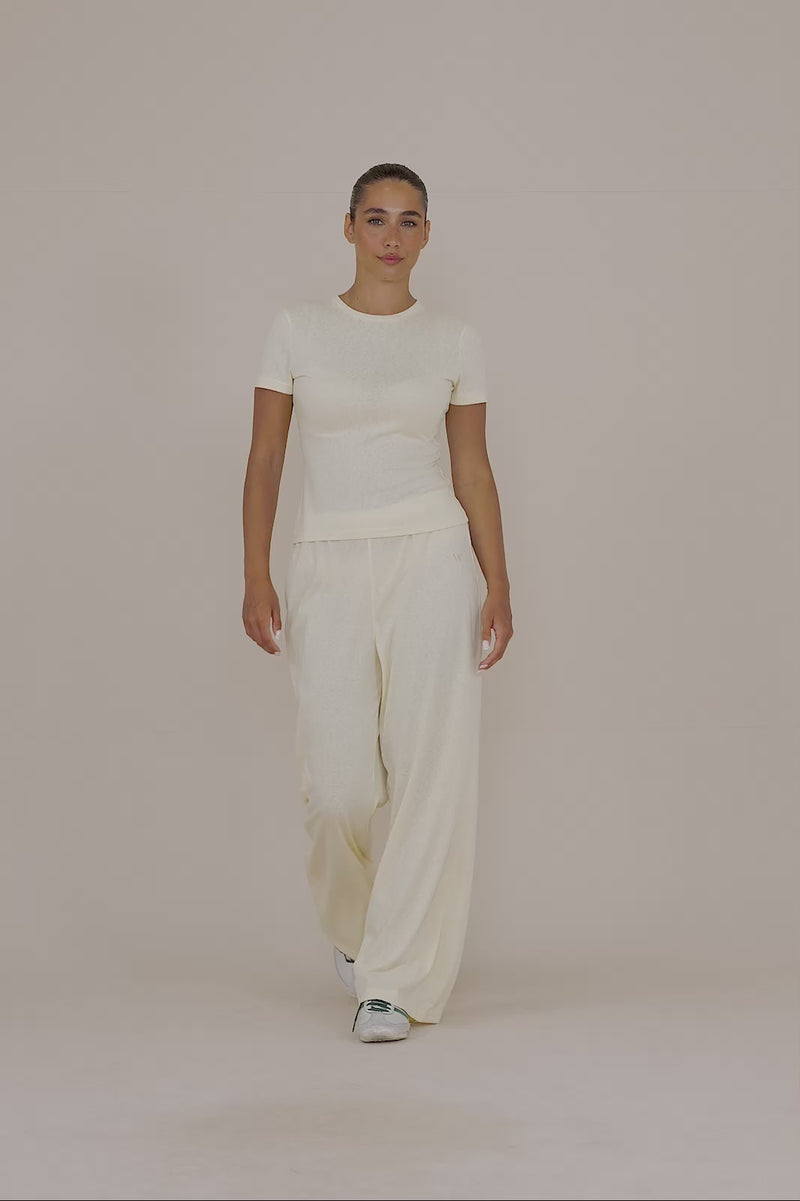 CASEY STRAIGHT LEG SLUB TROUSERS | BUTTER LEMON