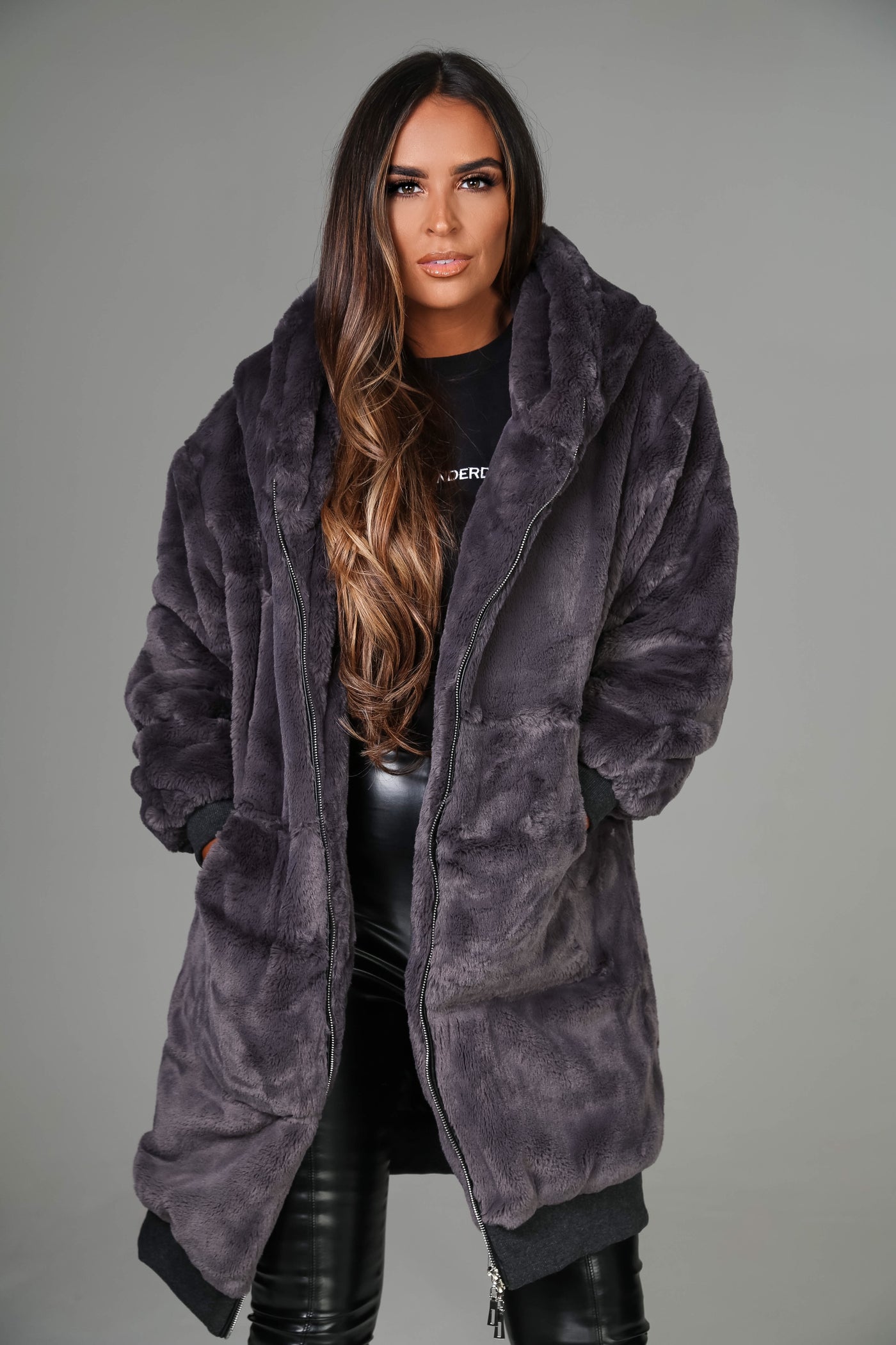 GiGi Over Sized Coat In Charcoal