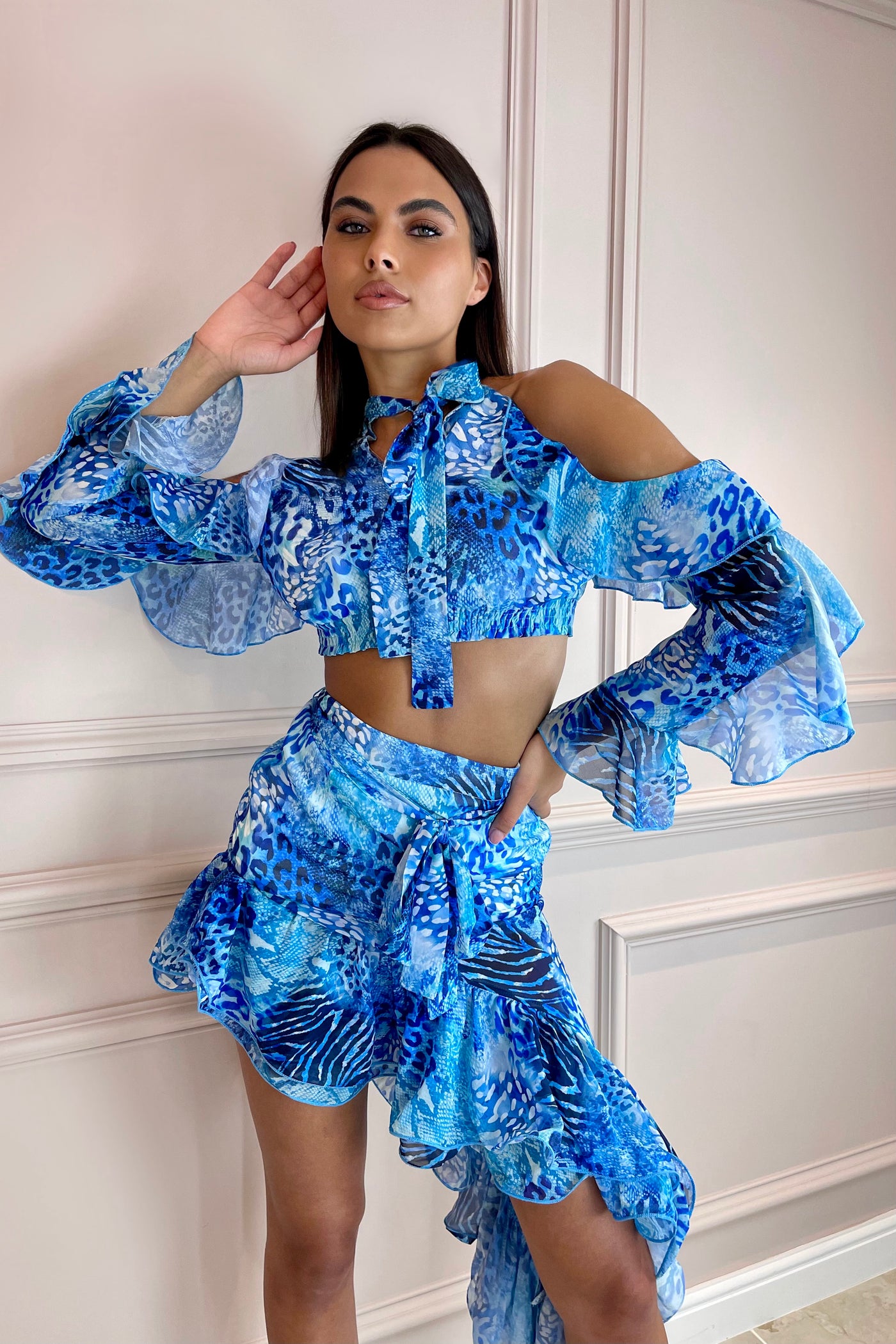 Señorita Skirt In Blue Cheetah