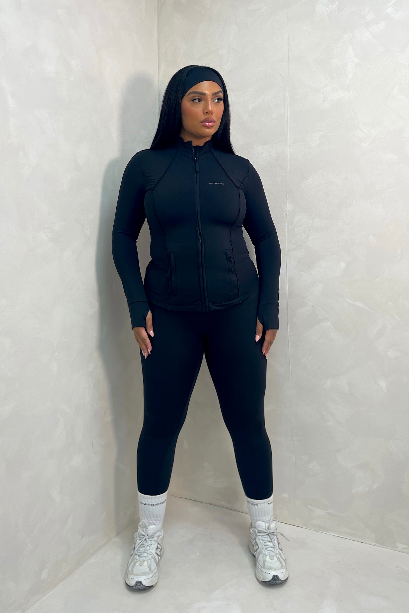 BLACK PREMIUM ULTIMATE ACTIVE WEAR JACKET & HEAD BAND