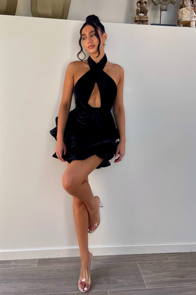Paiga Limited Edition Bow Dress In Black Velvet