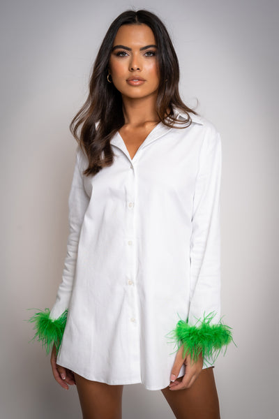 TINK Premium Shirt Dress in Green Feather