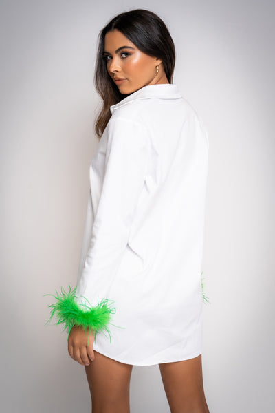 TINK Premium Shirt Dress in Green Feather