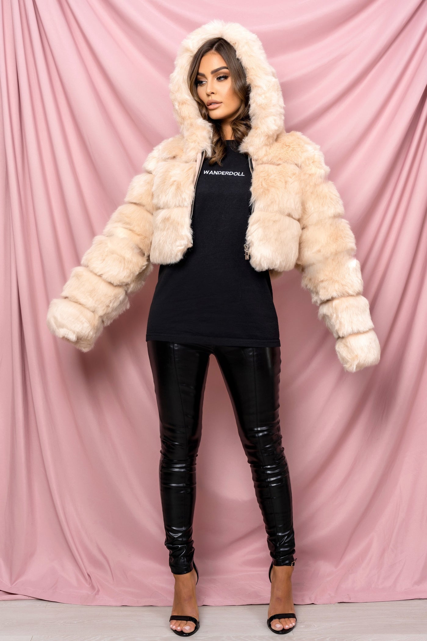 Lola Bomber In Beige Luxury Faux Fur