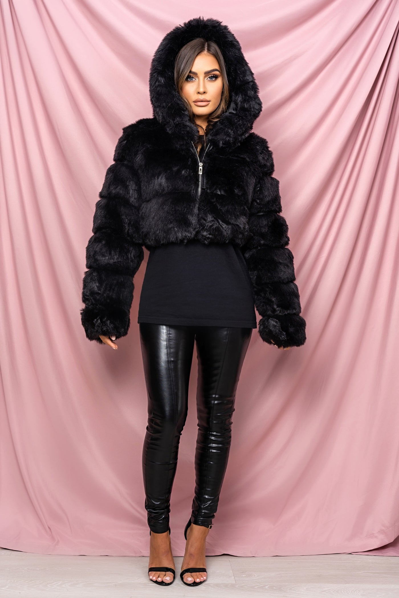 Lola Bomber In Black Luxury Faux Fur
