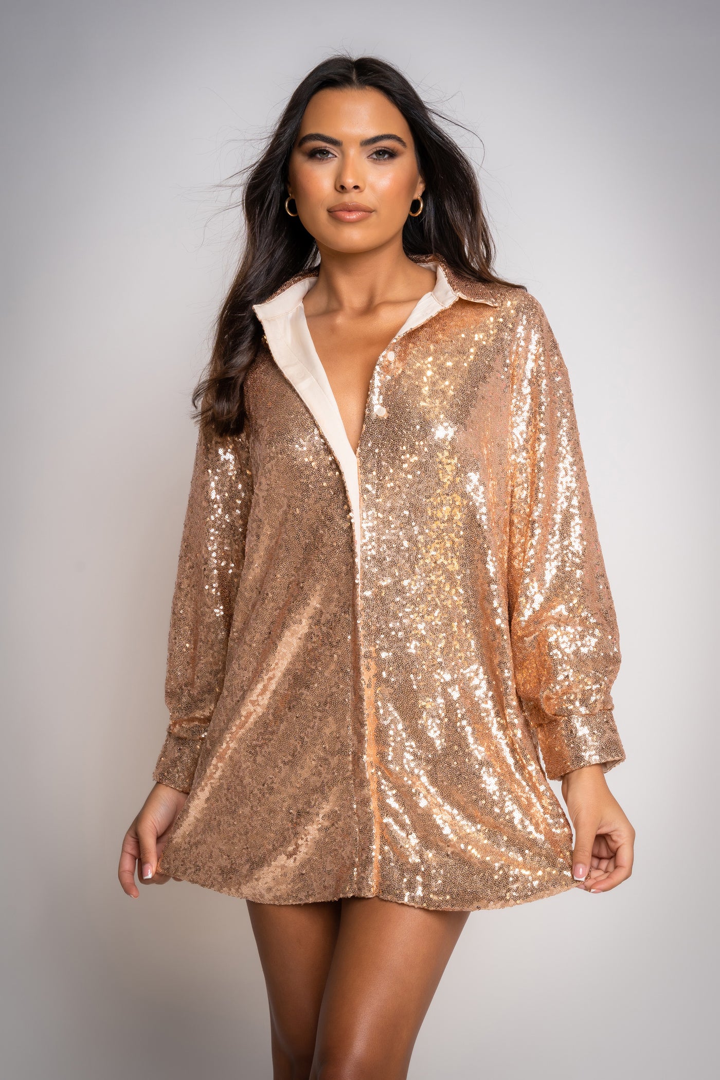Eva Luxe Sequin Dress in Rose Gold